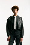 Bomber crop in pelle nero donna Myskin - 1