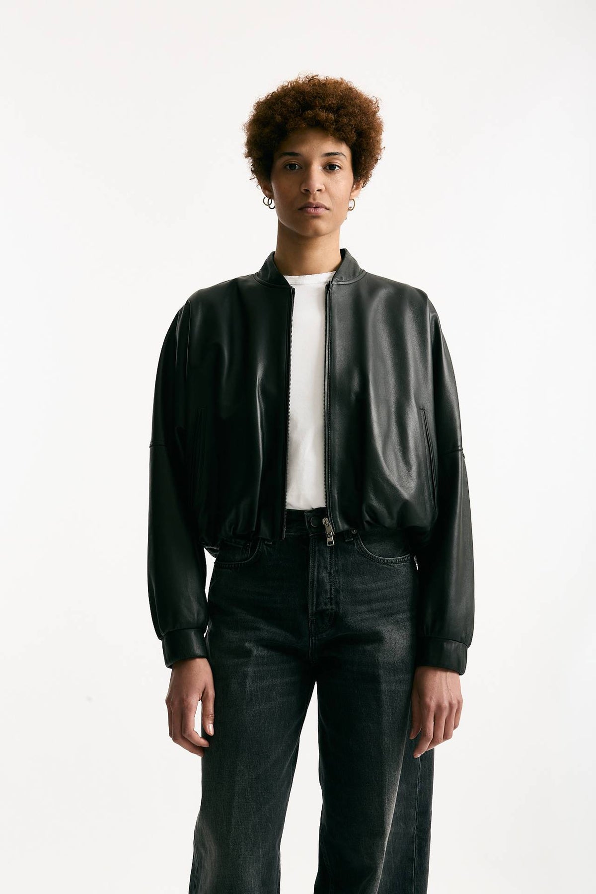 Bomber crop in pelle nero donna Myskin - 3