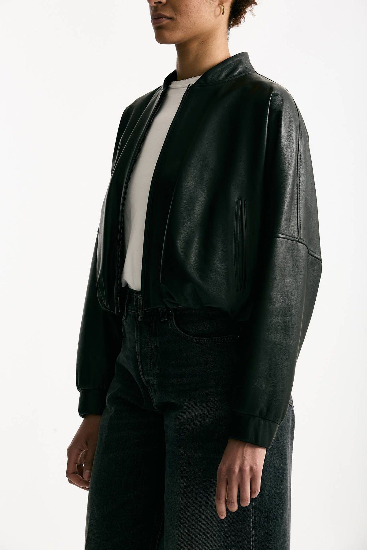 Bomber crop in pelle nero donna Myskin - 5