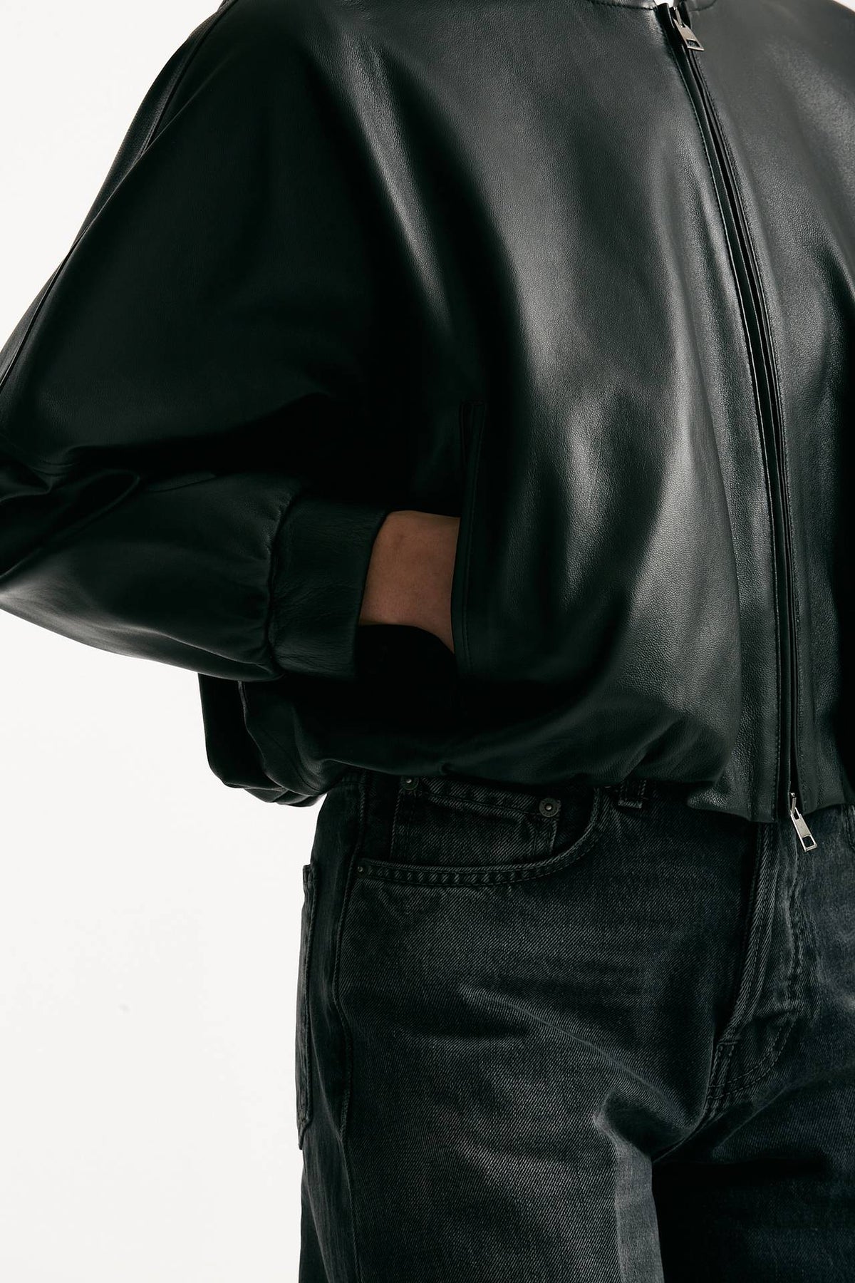 Bomber crop in pelle nero donna Myskin - 7