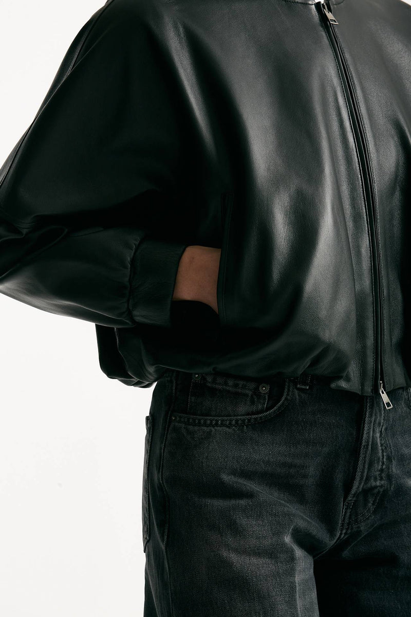 Bomber crop in pelle nero donna Myskin - 7