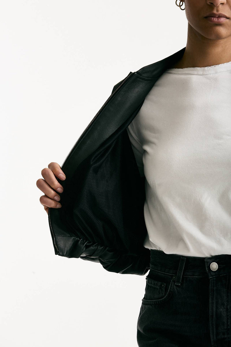 Bomber crop in pelle nero donna Myskin - 8