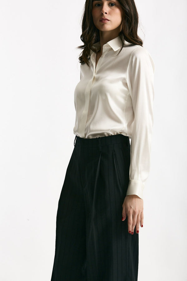 Camicia in seta bianco donna Tagliatore
