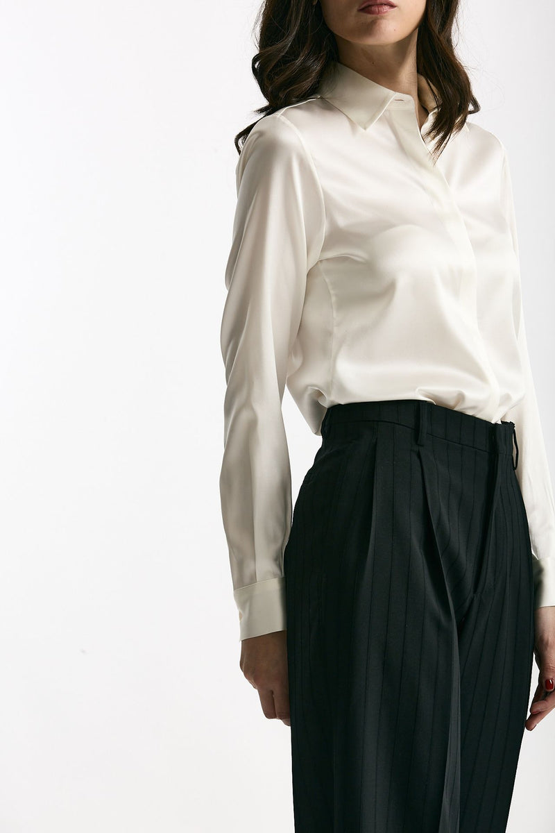 Camicia in seta bianco donna Tagliatore - 4