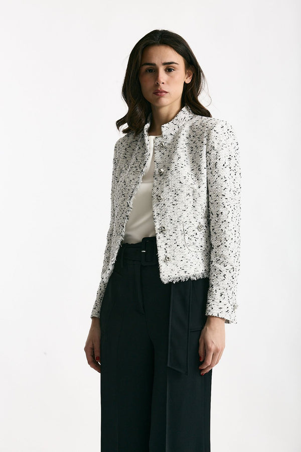 Giacca slim JEMMA lavorato bianco e nero donna Tagliatore