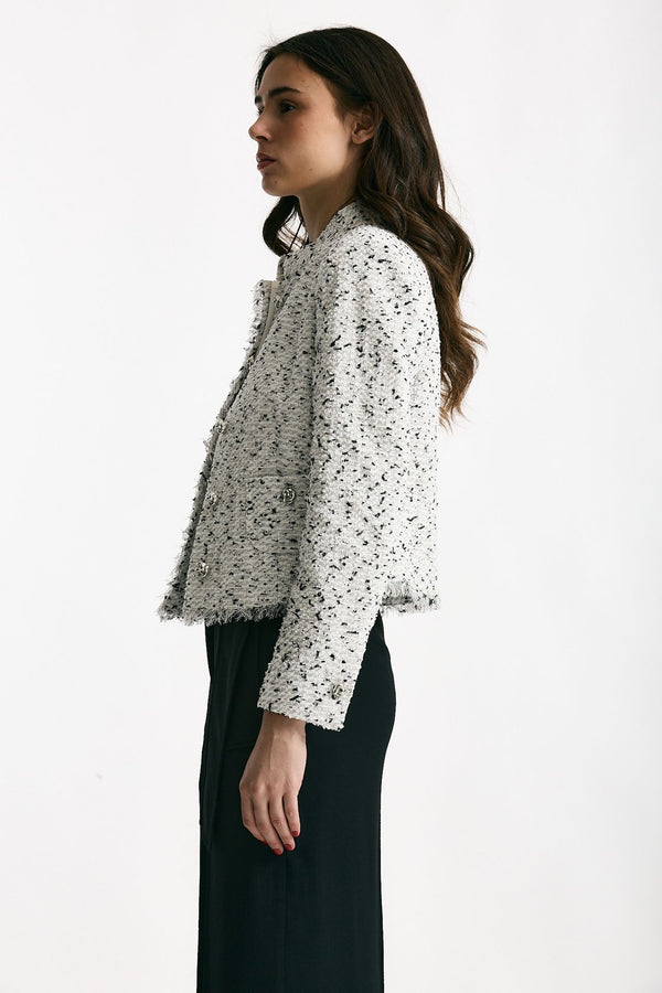 Giacca slim JEMMA lavorato bianco e nero donna Tagliatore