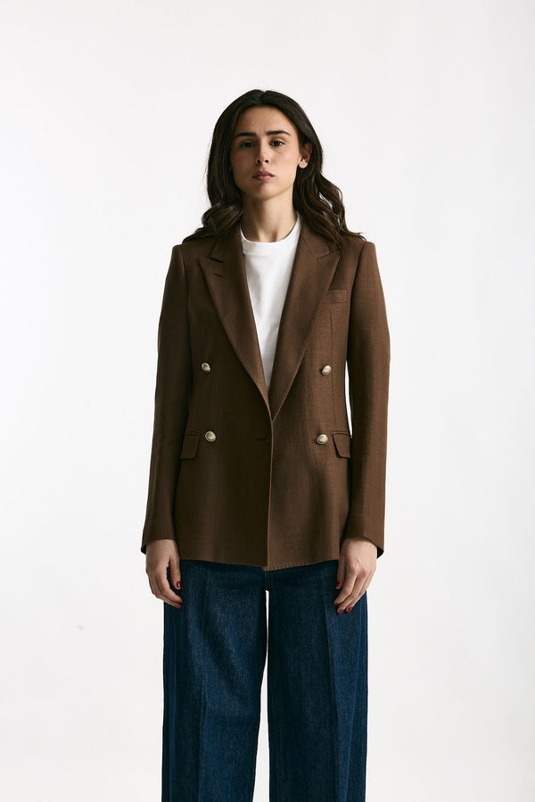 Blazer ROSI in viscosa e lino marrone donna Tagliatore