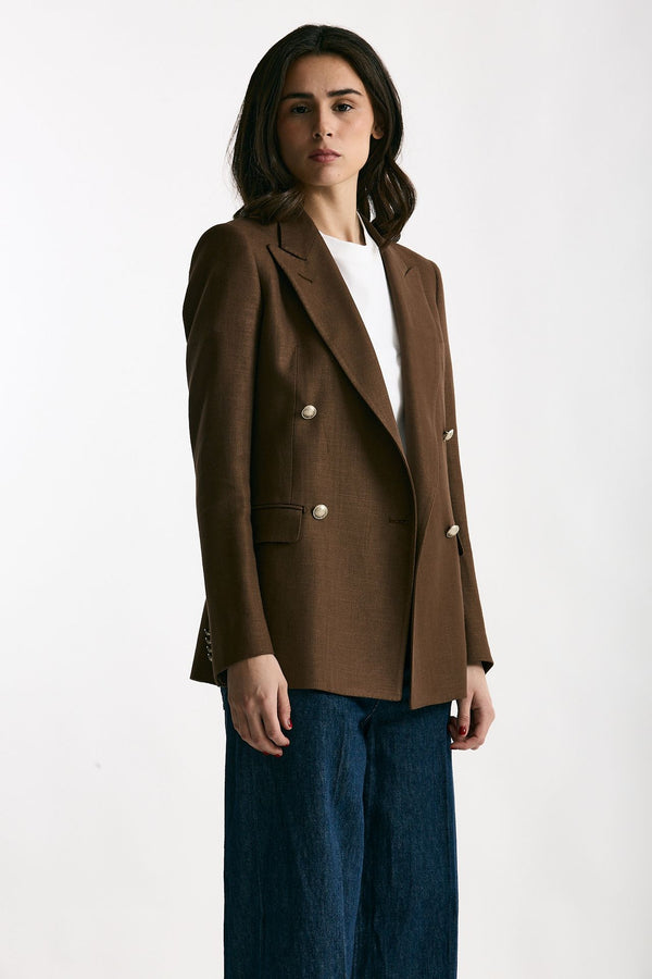 Blazer ROSI in viscosa e lino marrone donna Tagliatore