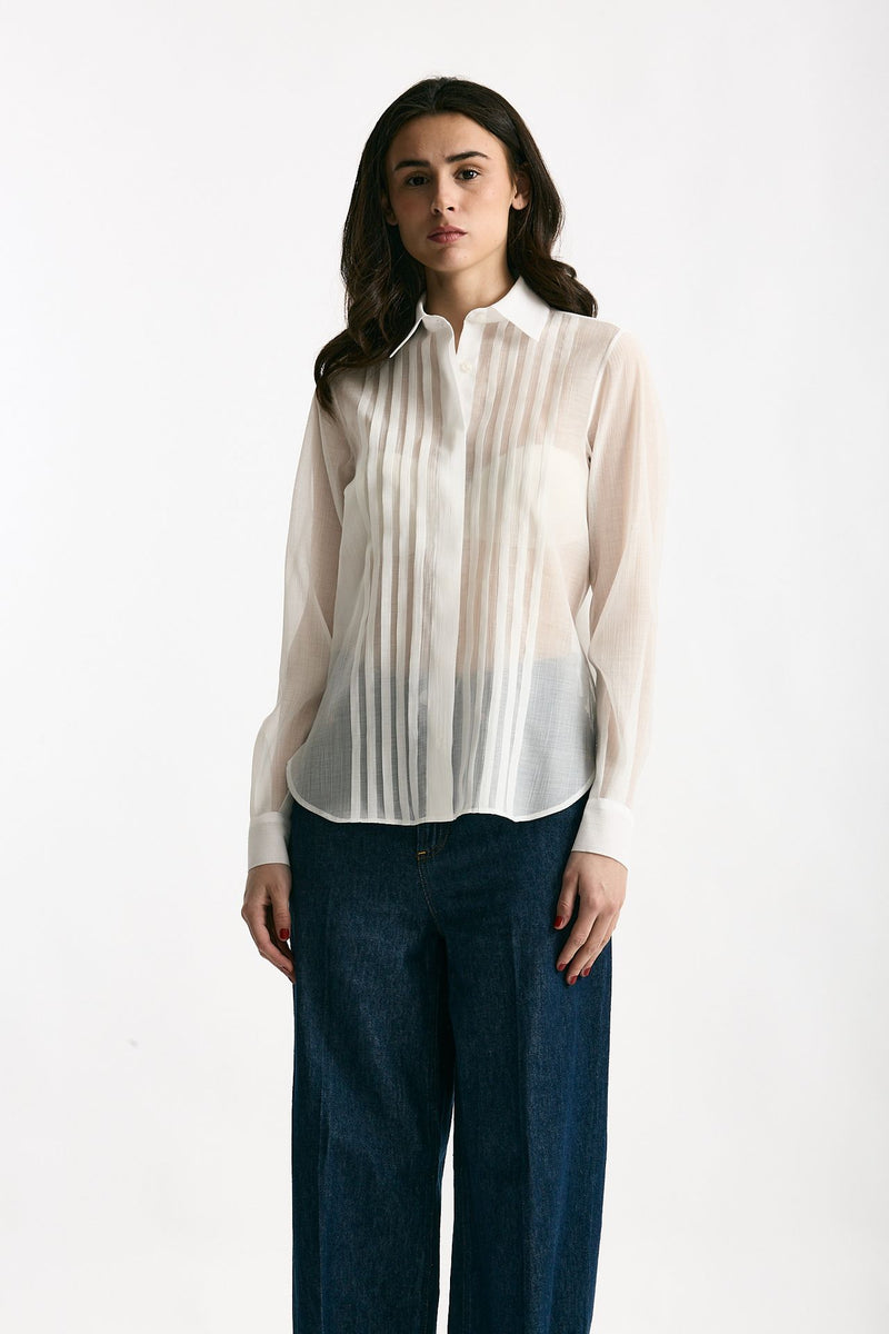 Camicia in lyocell bianco donna Tagliatore - 3
