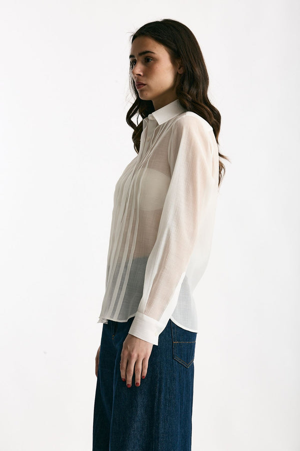 Camicia in lyocell bianco donna Tagliatore