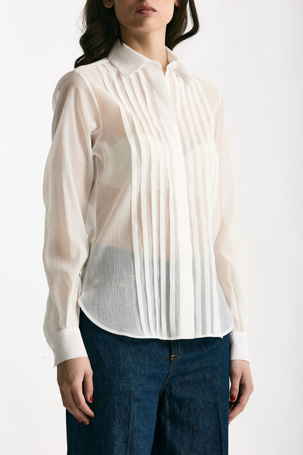 Camicia in lyocell bianco donna Tagliatore