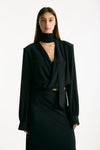 Camicia crop scollo incrociato nero donna Federica tosi - 1