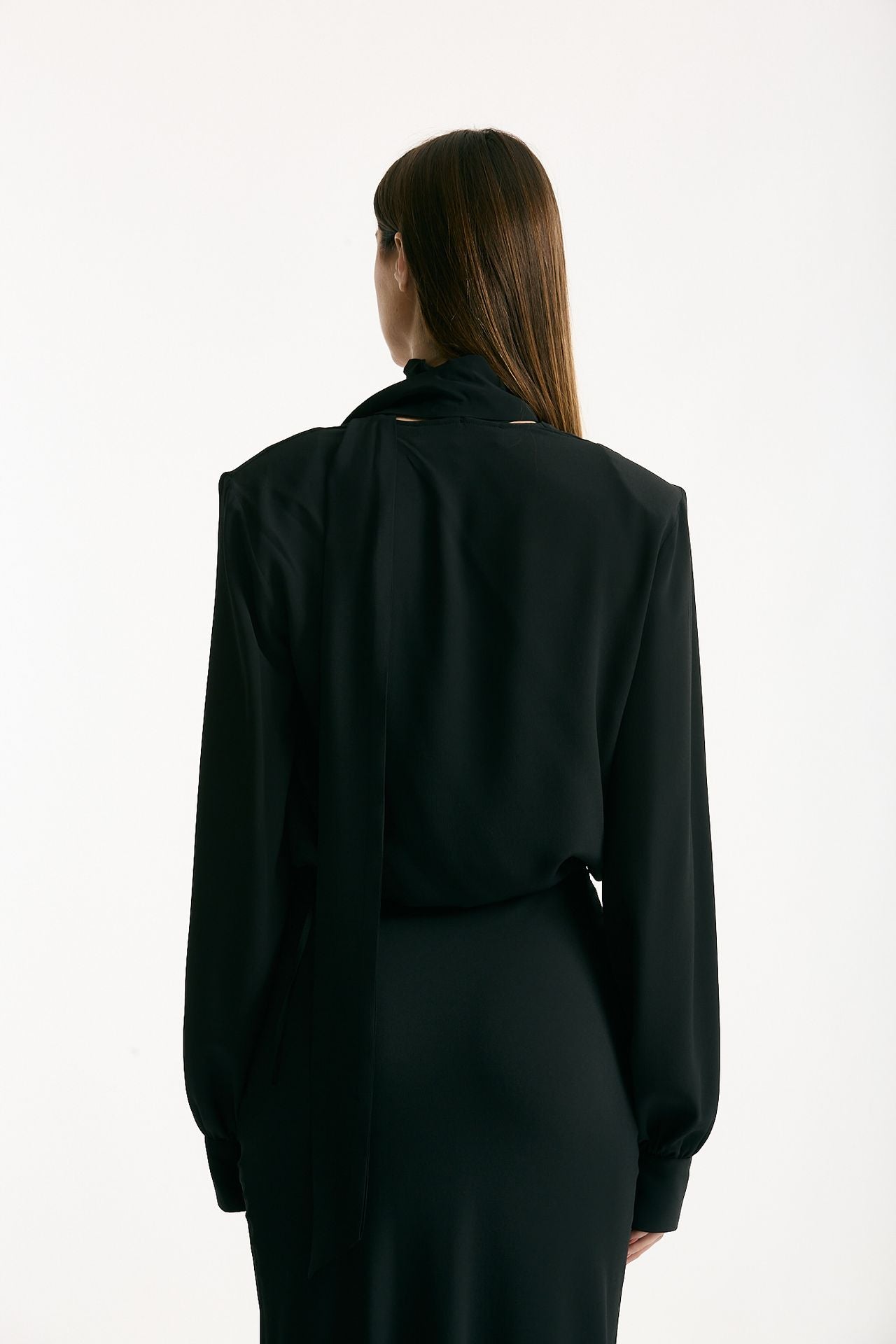 Camicia crop scollo incrociato nero donna Federica tosi - 3