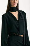 Camicia crop scollo incrociato nero donna Federica tosi - 4