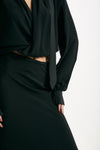 Camicia crop scollo incrociato nero donna Federica tosi - 5
