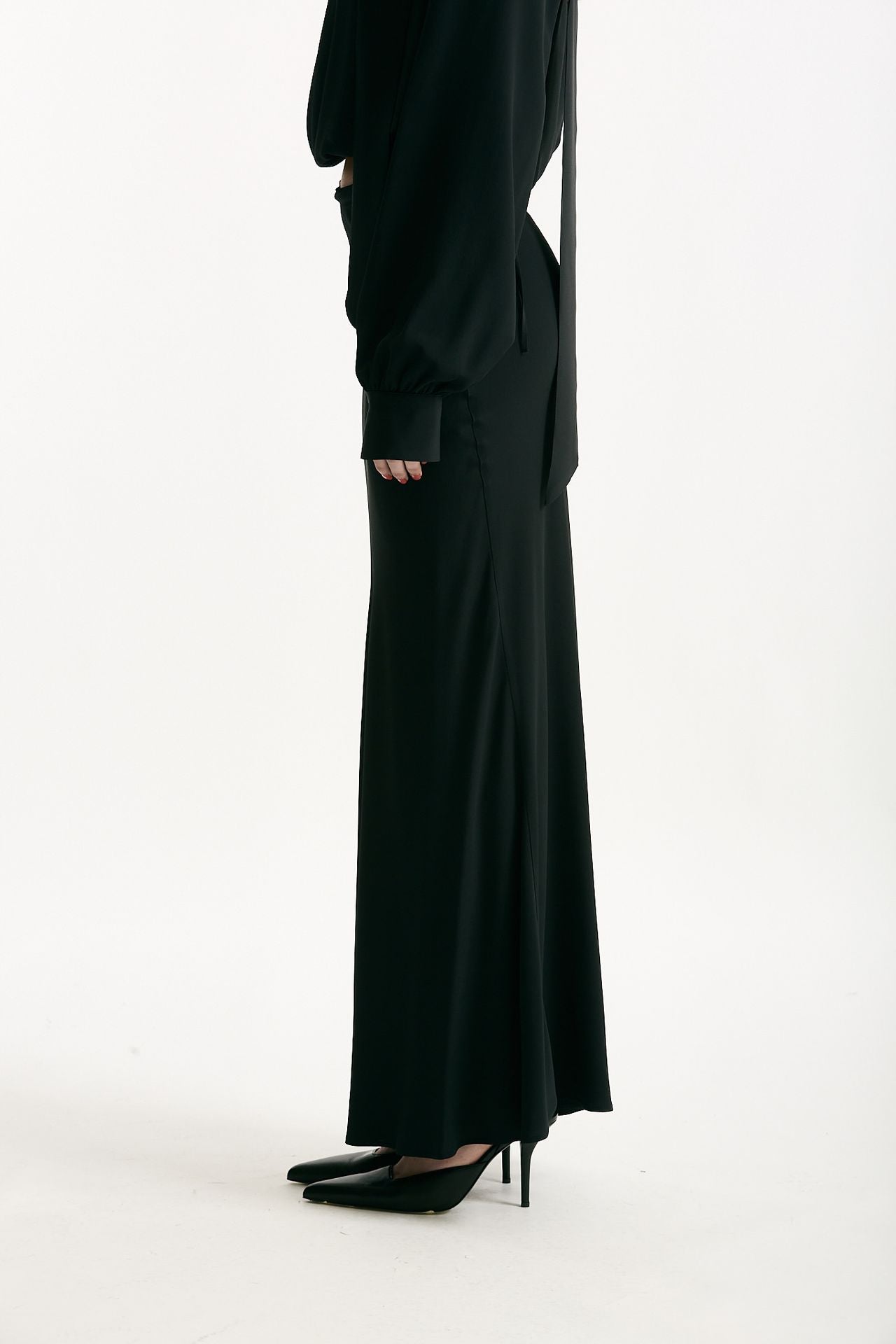 Gonna vita alta in misto seta nero donna Federica tosi - 2