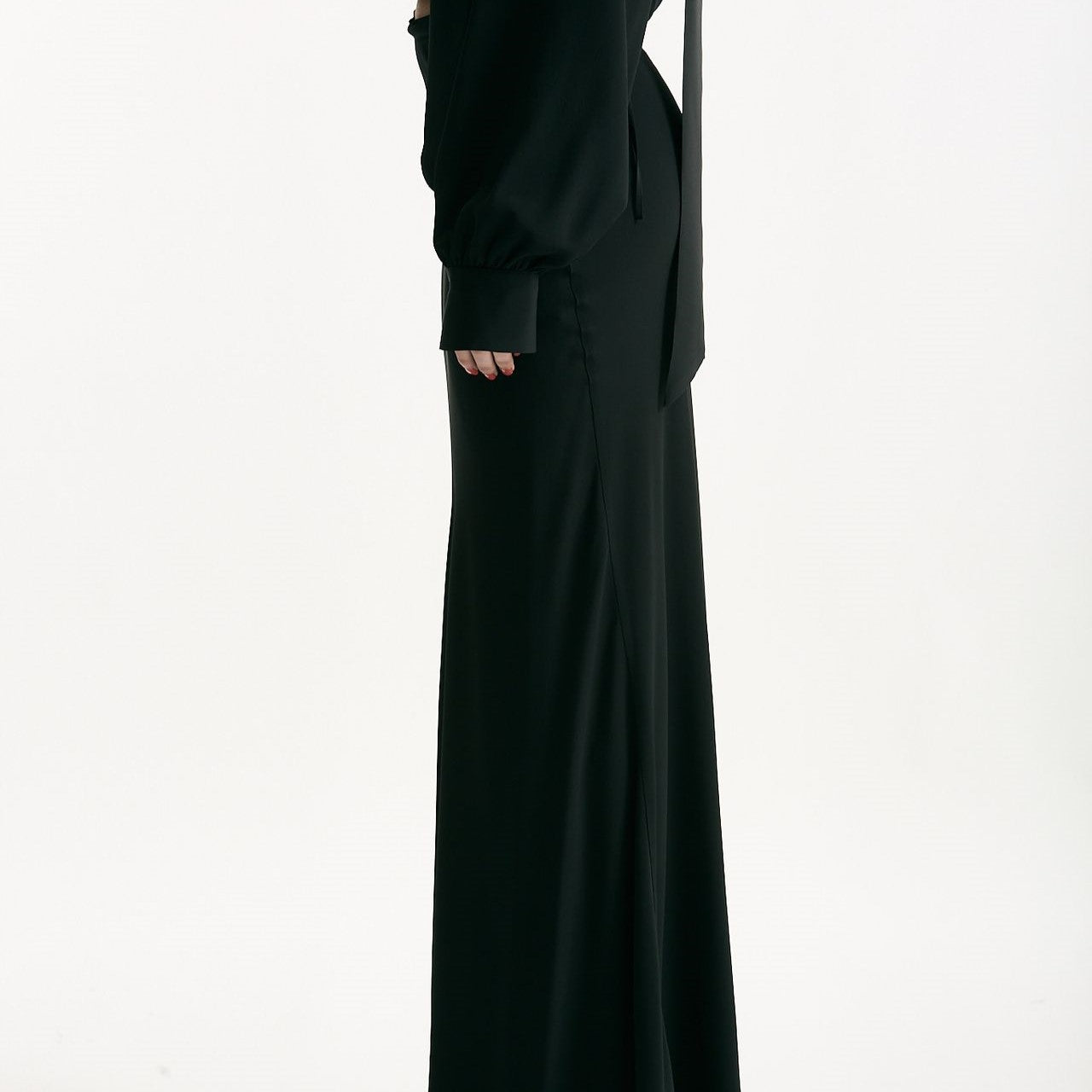 Gonna vita alta in misto seta nero donna Federica tosi - 4