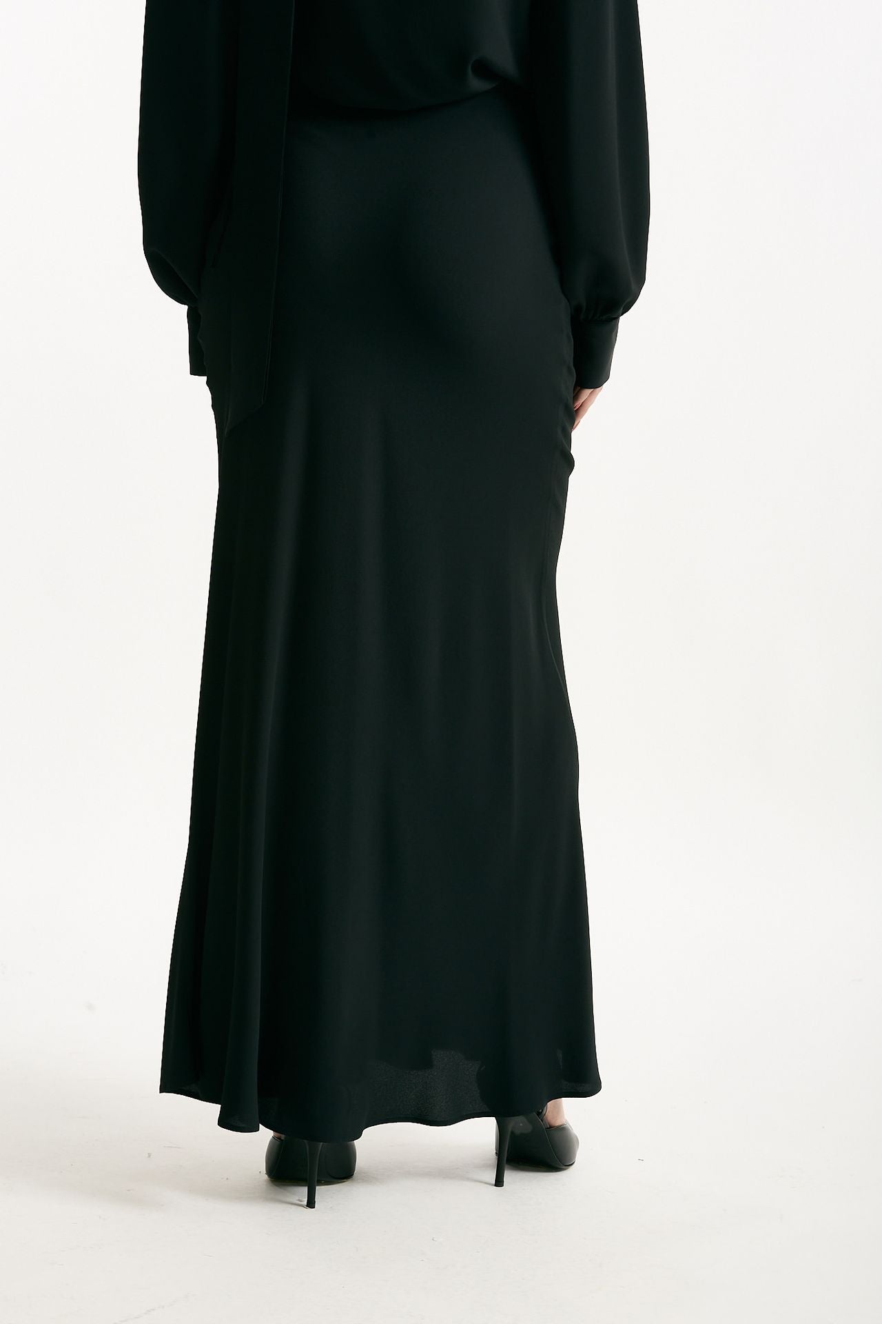 Gonna vita alta in misto seta nero donna Federica tosi - 3