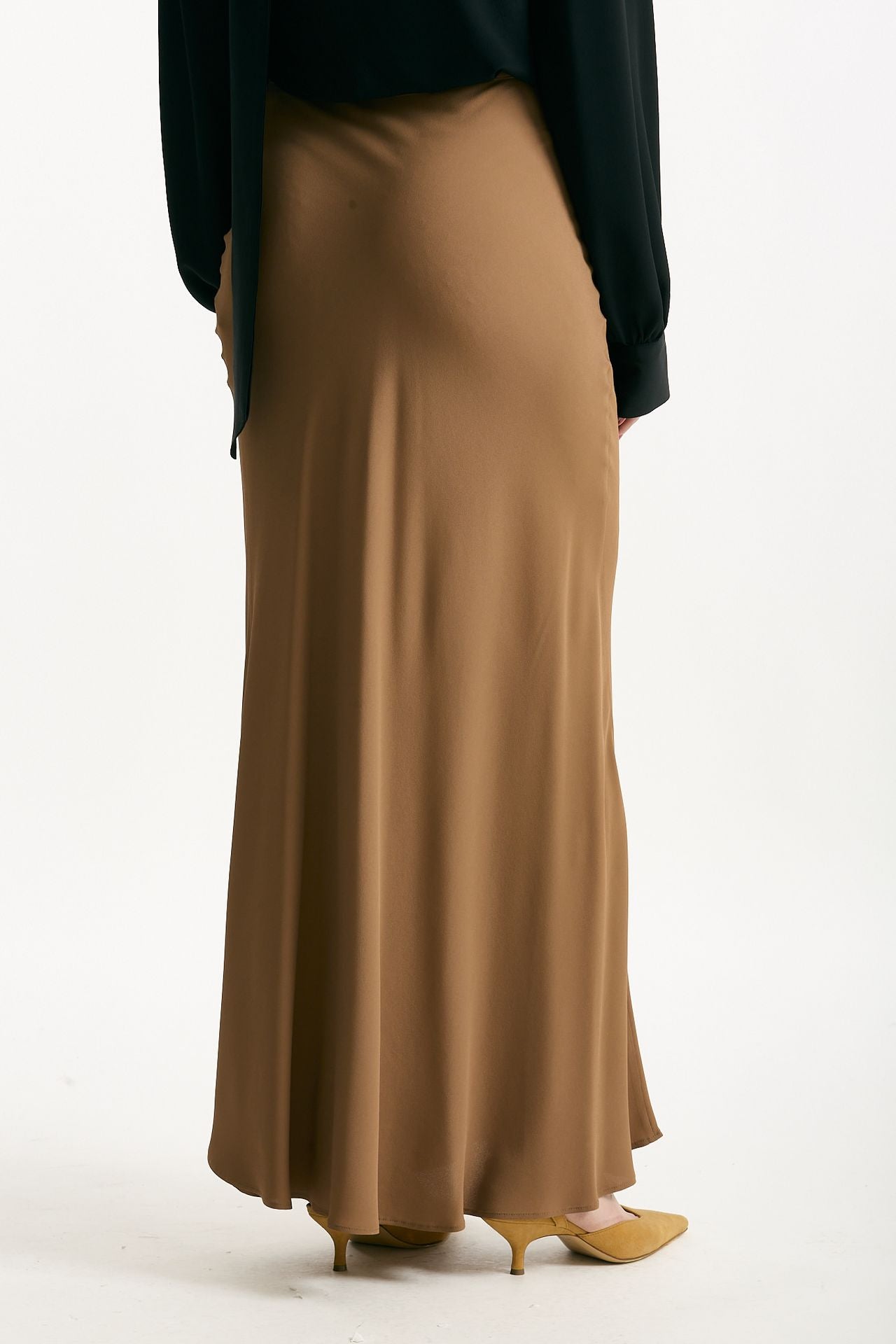 Gonna vita alta in misto seta cammello donna Federica tosi - 3