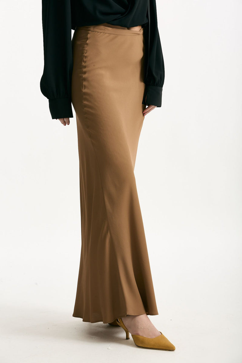Gonna vita alta in misto seta cammello donna Federica tosi - 4