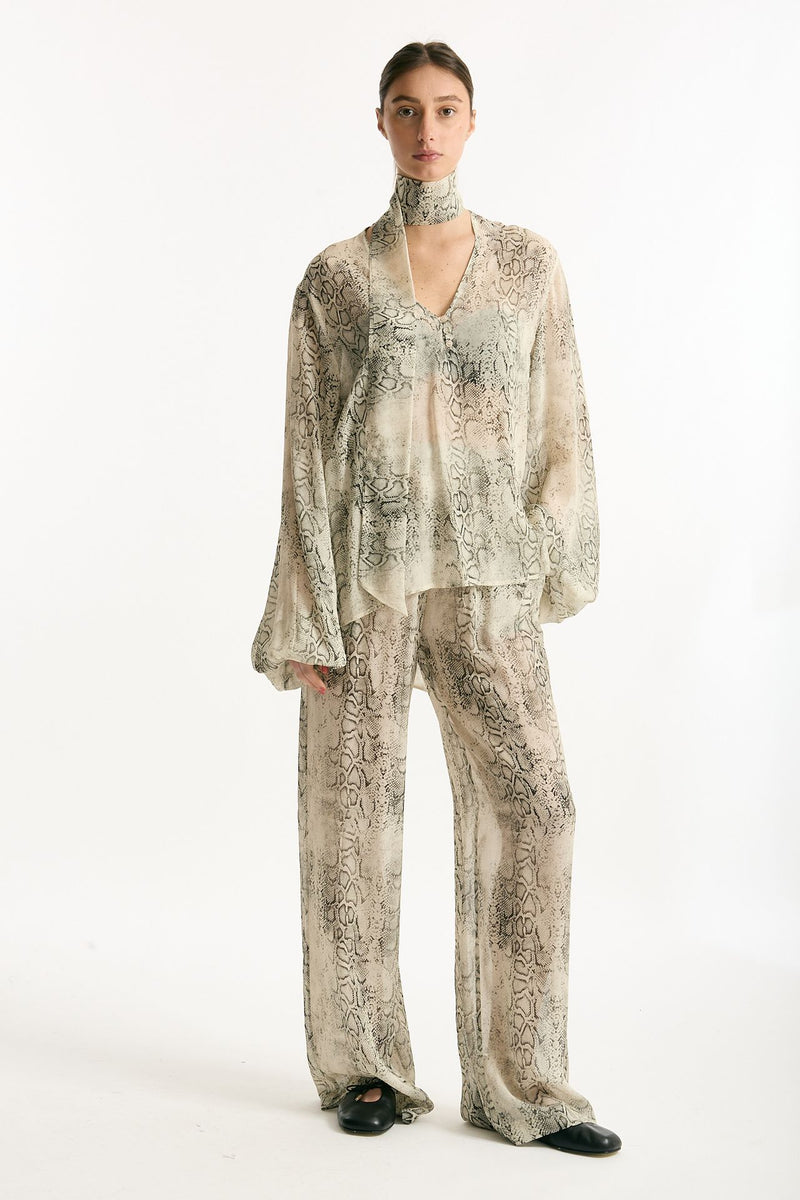 Camicia stampata pitone beige grigio donna Federica tosi - 1