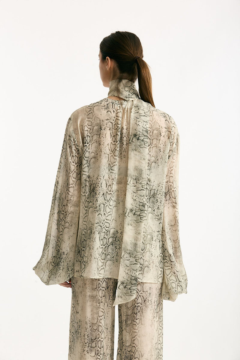 Camicia stampata pitone beige grigio donna Federica tosi - 3