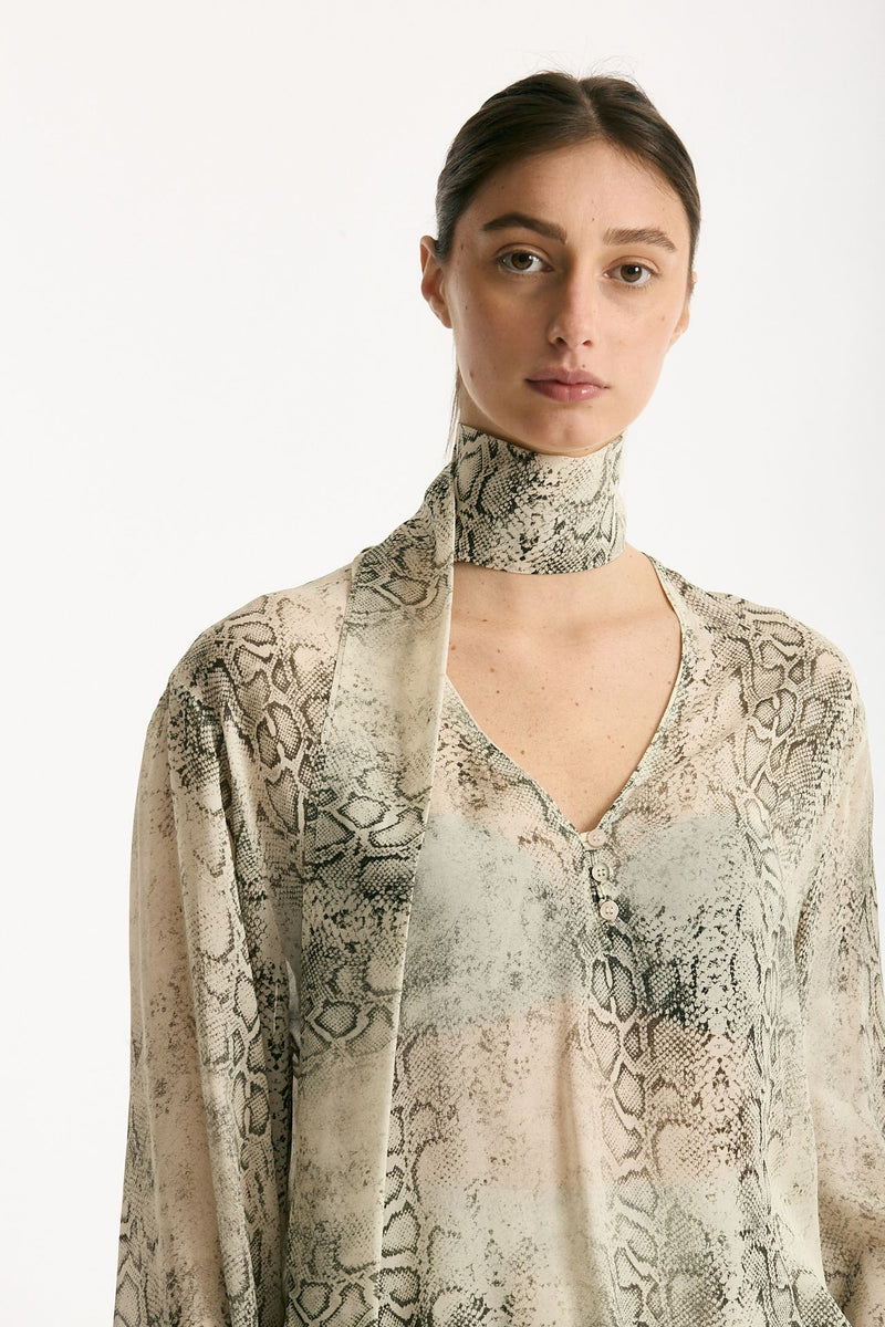 Camicia stampata pitone beige grigio donna Federica tosi - 5