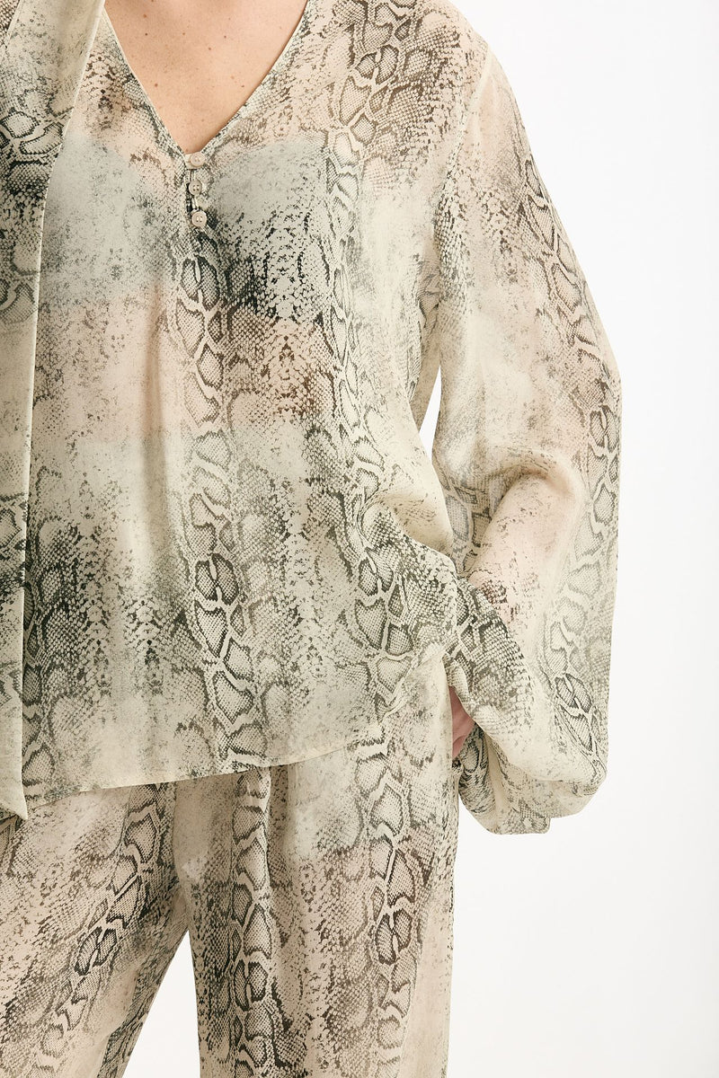 Camicia stampata pitone beige grigio donna Federica tosi - 6