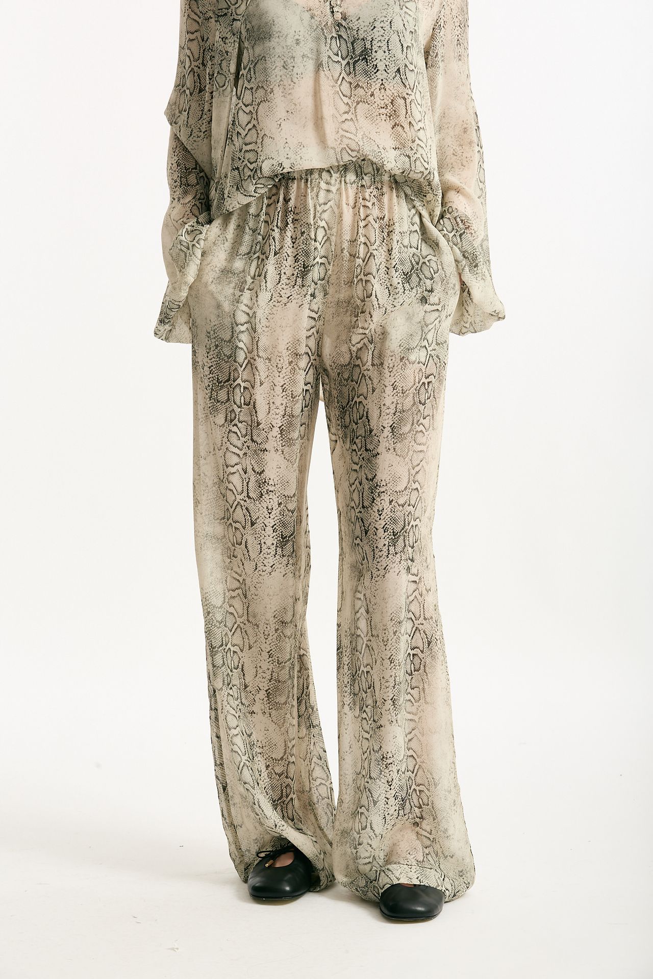 Pantalone vita alta stampato beige grigio donna Federica tosi - 1