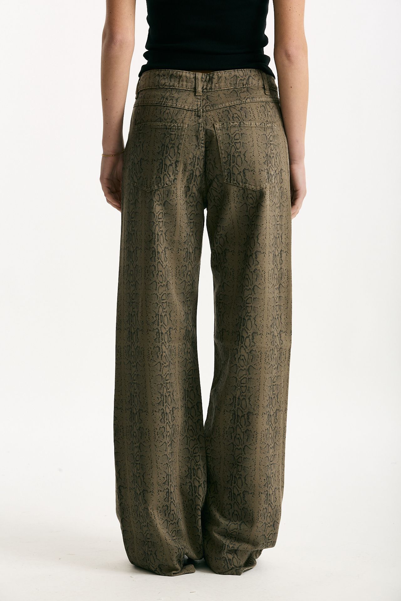 Jeans vita alta stampato verde nero donna Federica tosi - 3