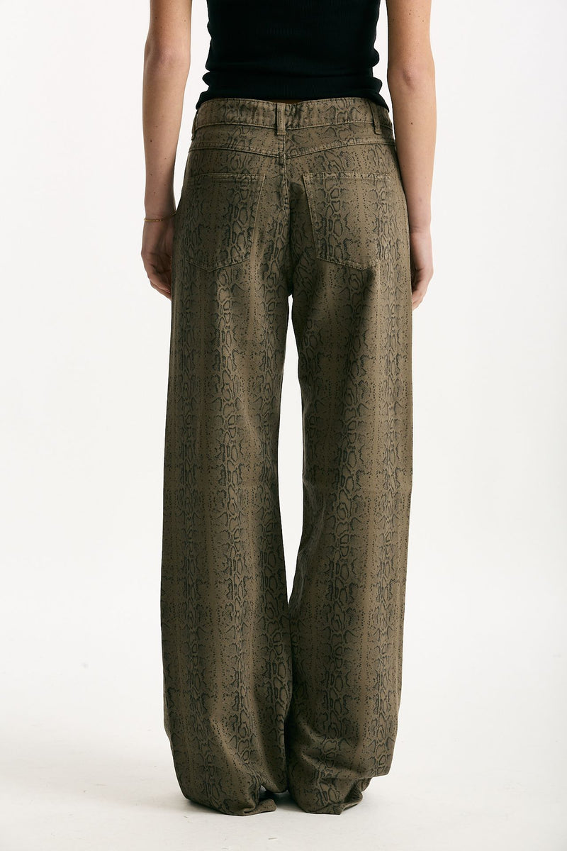 Jeans vita alta stampato verde nero donna Federica tosi - 3