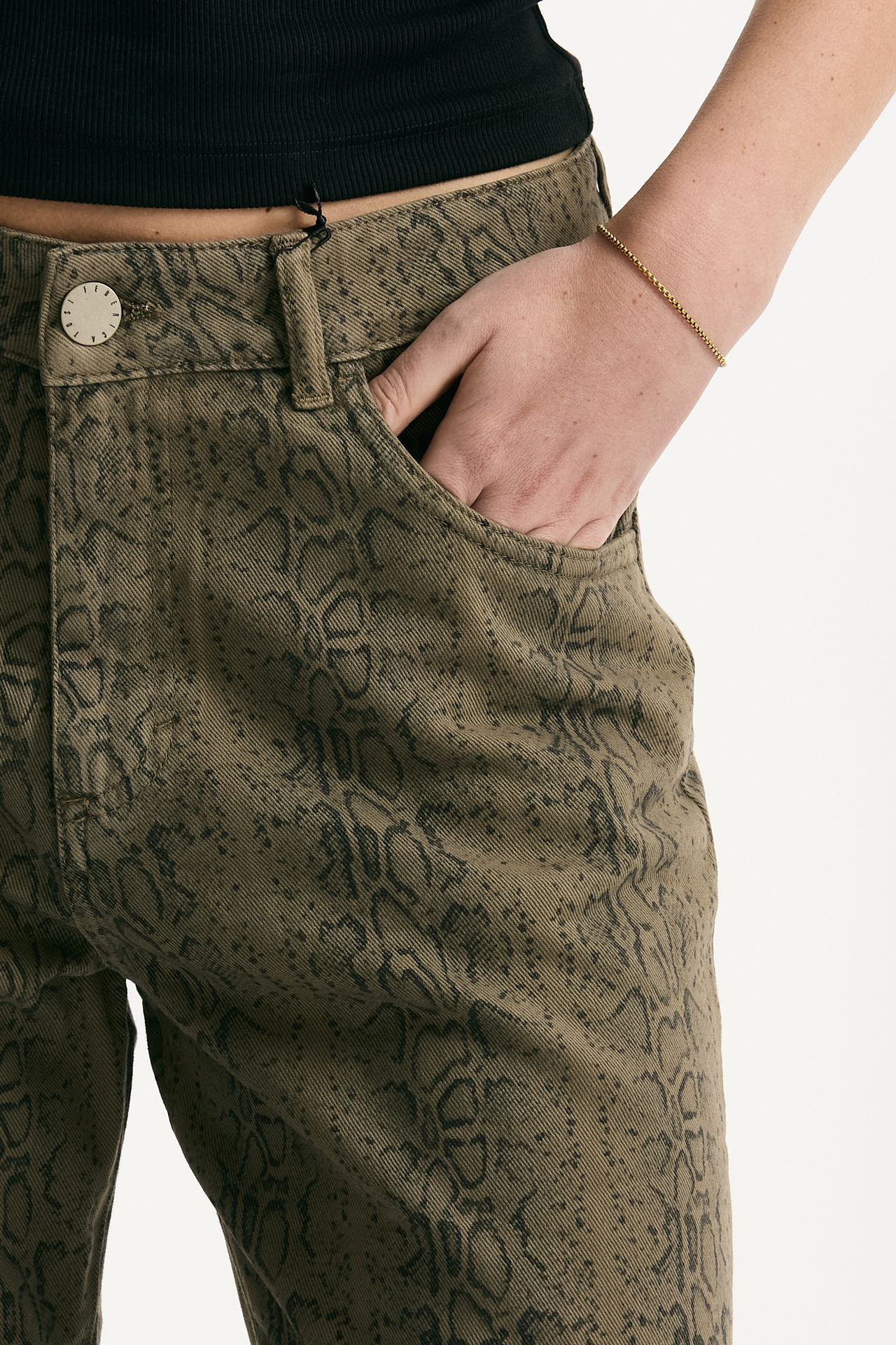 Jeans vita alta stampato verde nero donna Federica tosi - 4