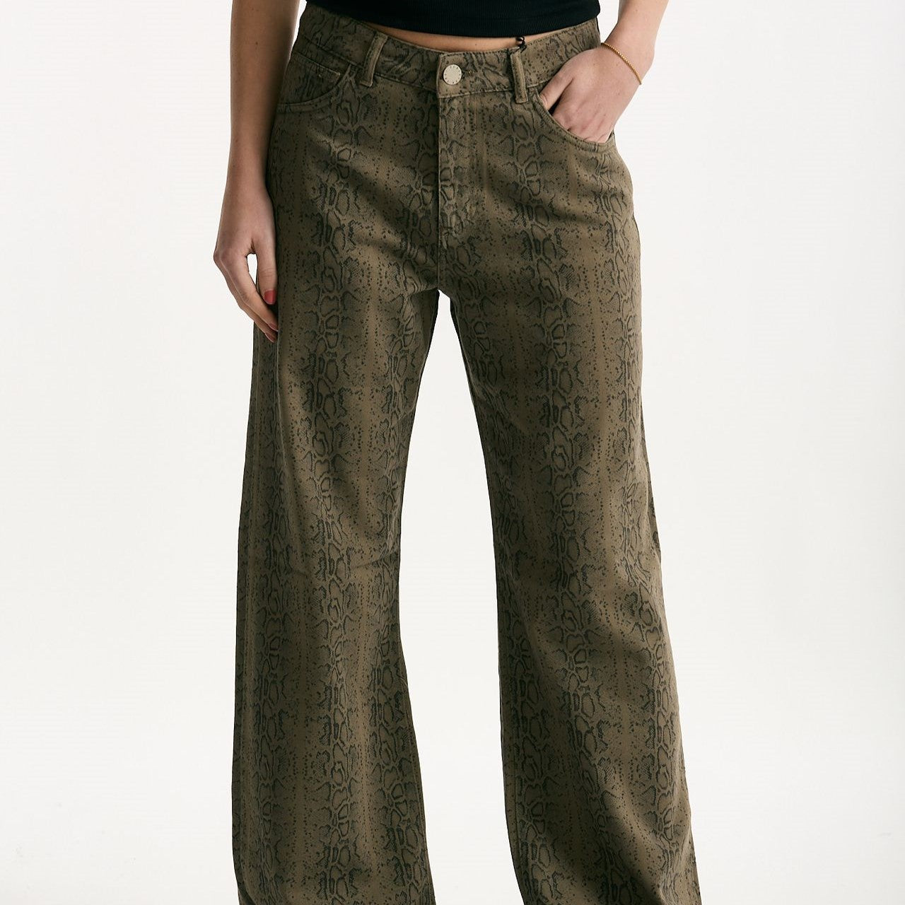 Jeans vita alta stampato verde nero donna Federica tosi - 6