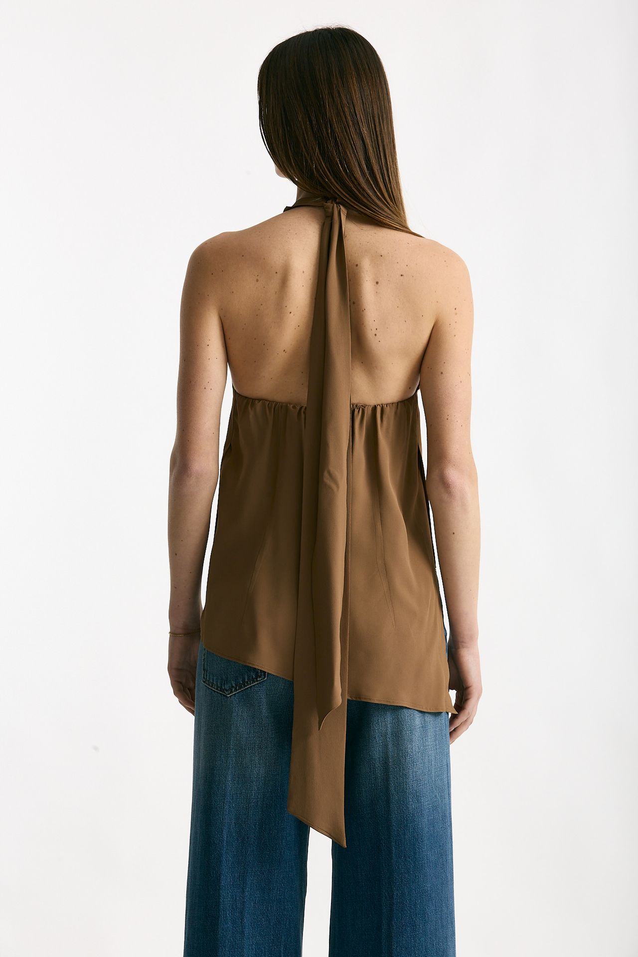 Top in misto seta cammello donna Federica tosi - 4
