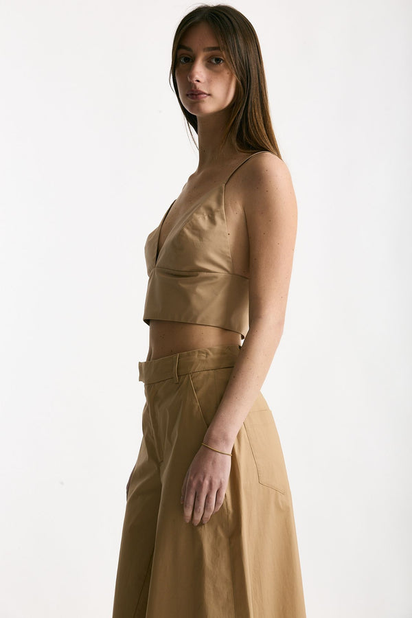 Crop top cammello scollato donna Federica tosi
