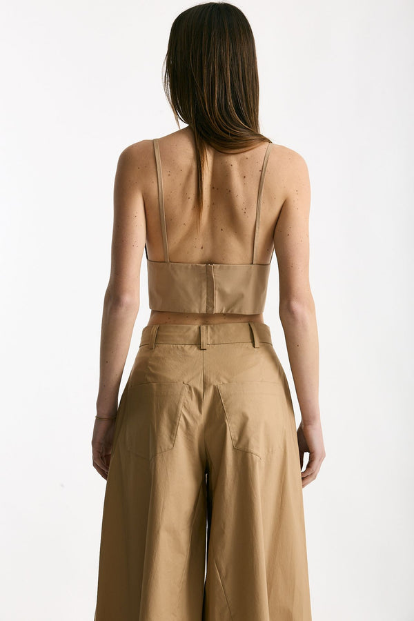 Crop top cammello scollato donna Federica tosi