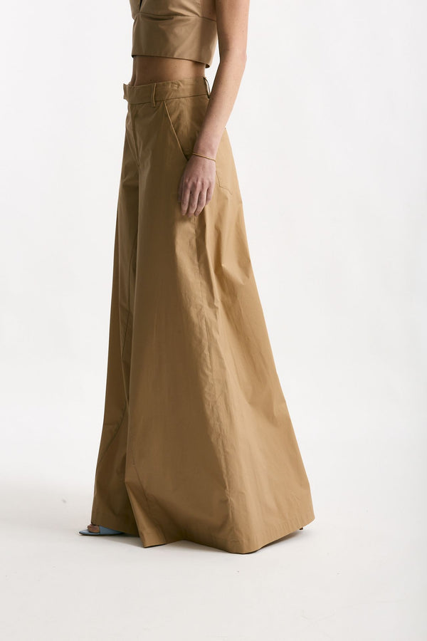 Pantalone vita alta ampio cammello donna Federica tosi