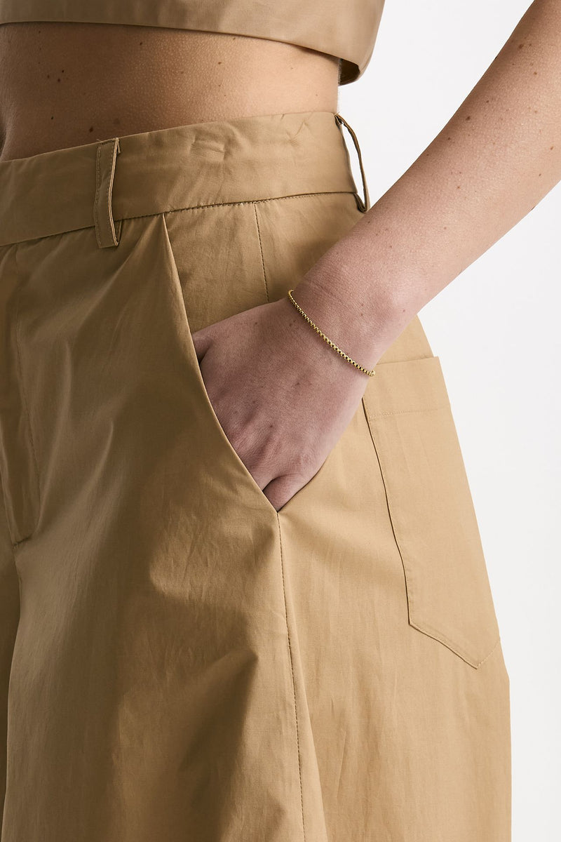 Pantalone vita alta ampio cammello donna Federica tosi - 5
