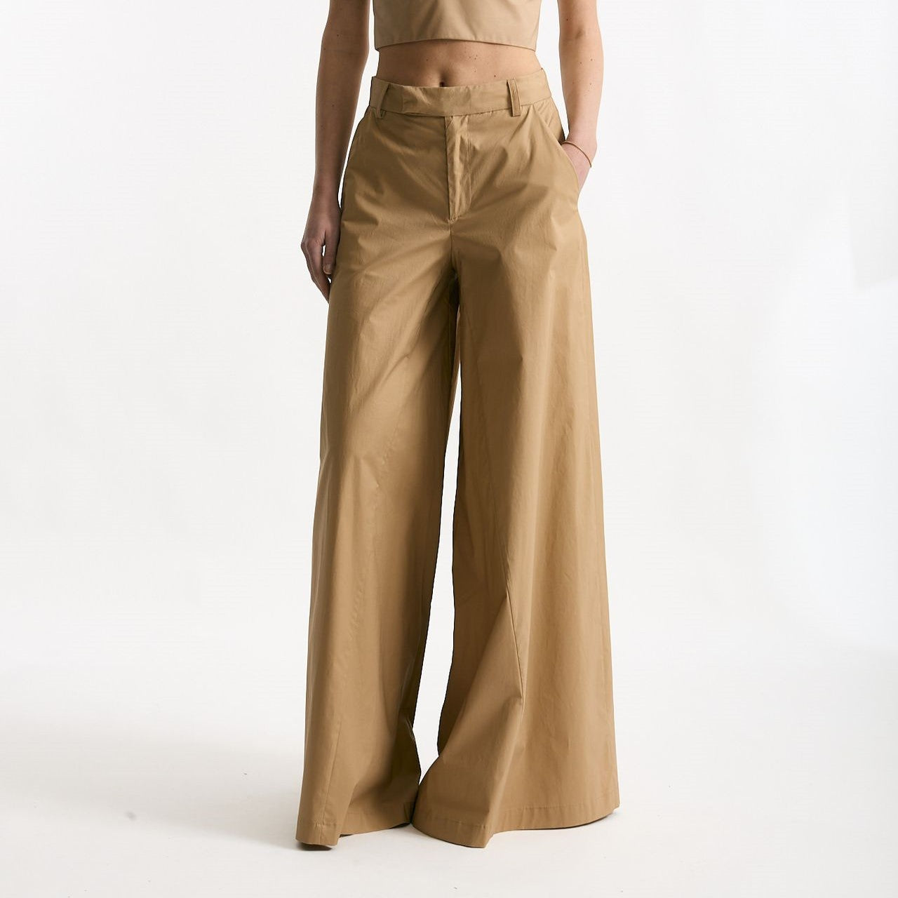 Pantalone vita alta ampio cammello donna Federica tosi - 7