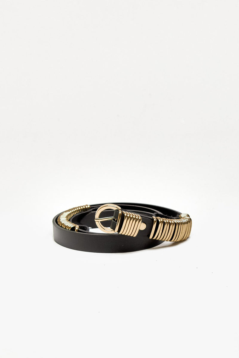 Cintura SUEDE RING BELT GOLD in pelle nero donna Federica tosi - 1