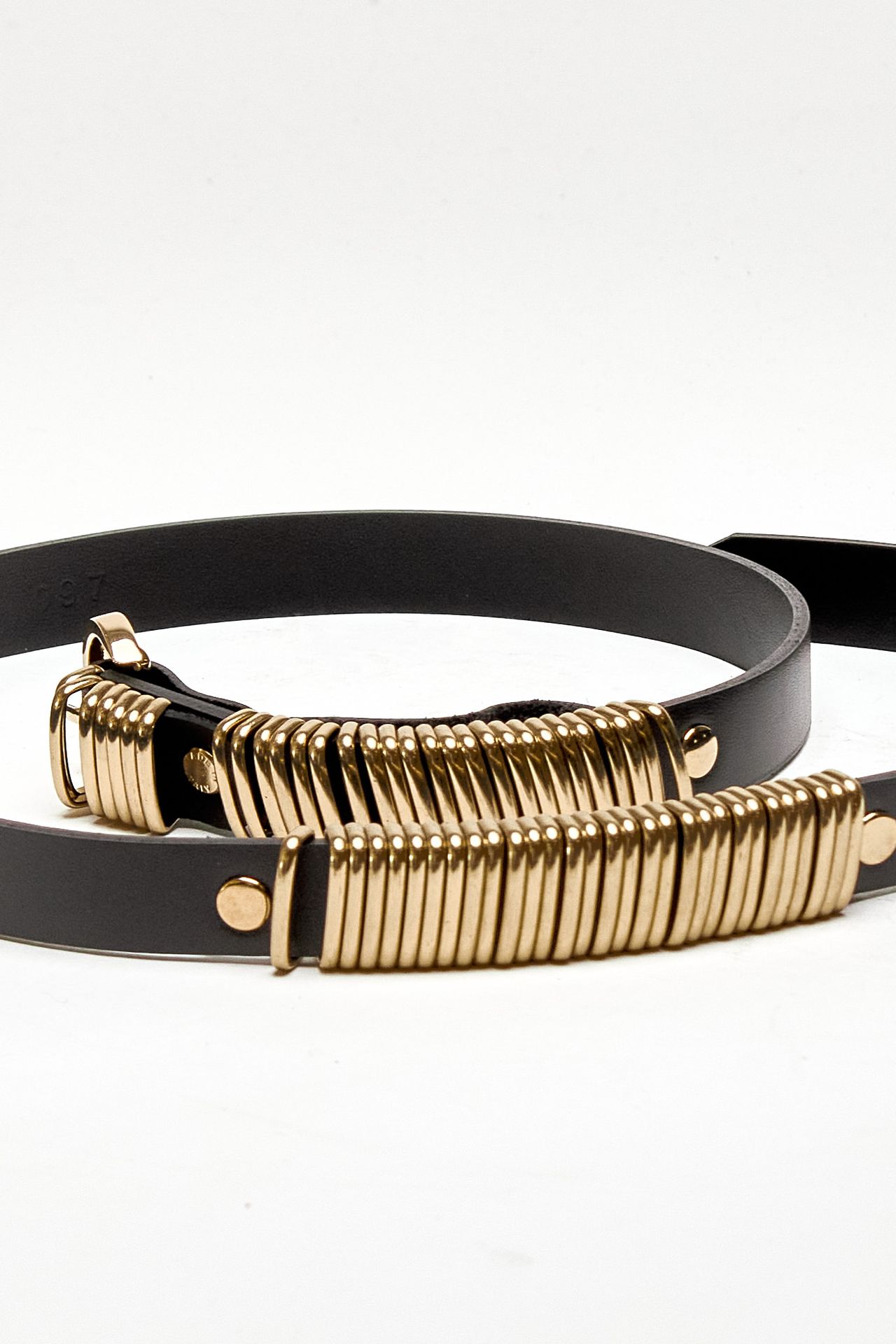 Cintura SUEDE RING BELT GOLD in pelle nero donna Federica tosi - 2