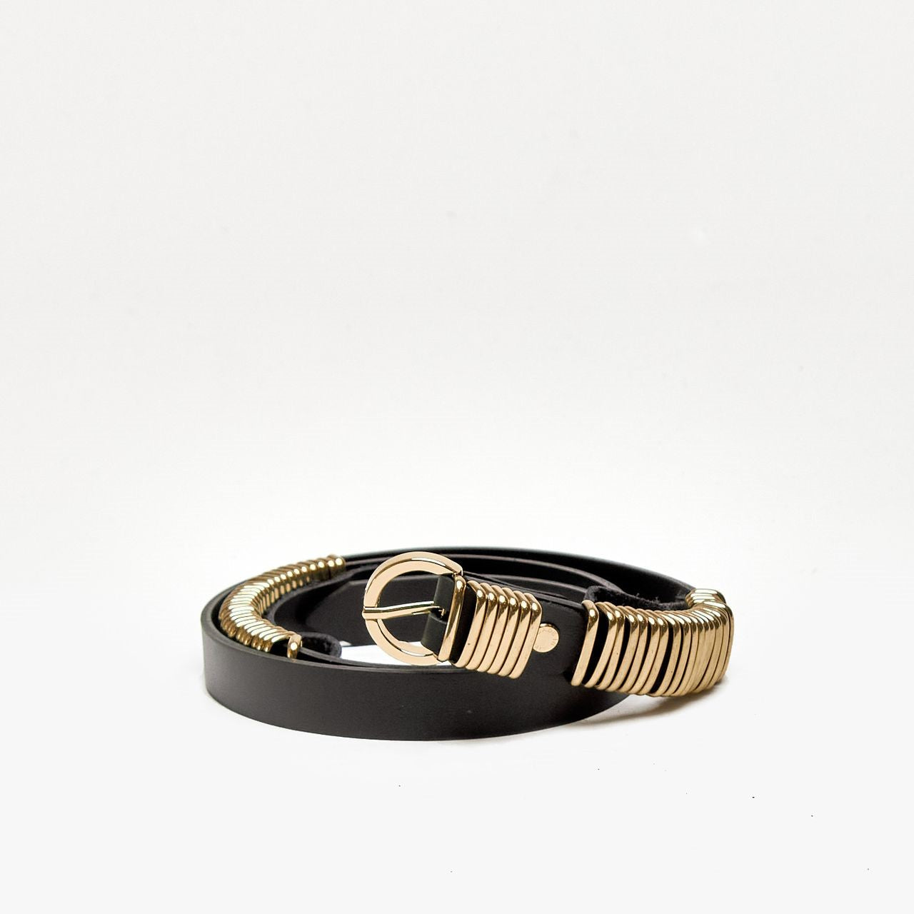 Cintura SUEDE RING BELT GOLD in pelle nero donna Federica tosi - 3