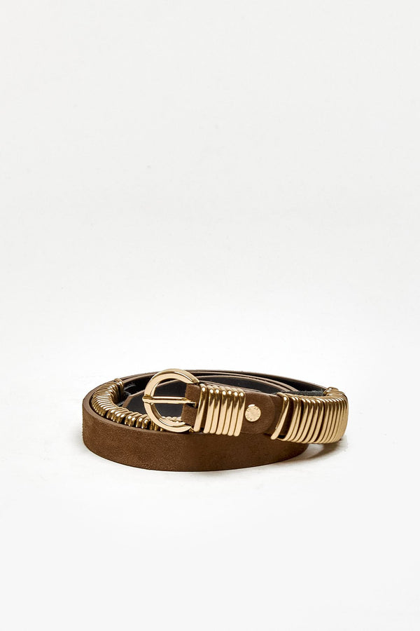 Cintura SUEDE RING BELT GOLD in pelle beige donna Federica tosi