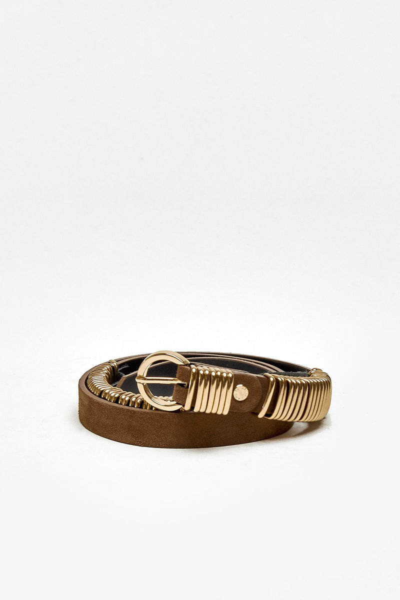 Cintura SUEDE RING BELT GOLD in pelle beige donna Federica tosi - 1