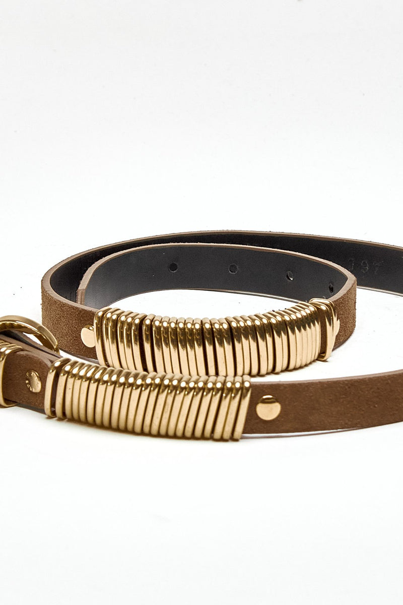 Cintura SUEDE RING BELT GOLD in pelle beige donna Federica tosi - 2