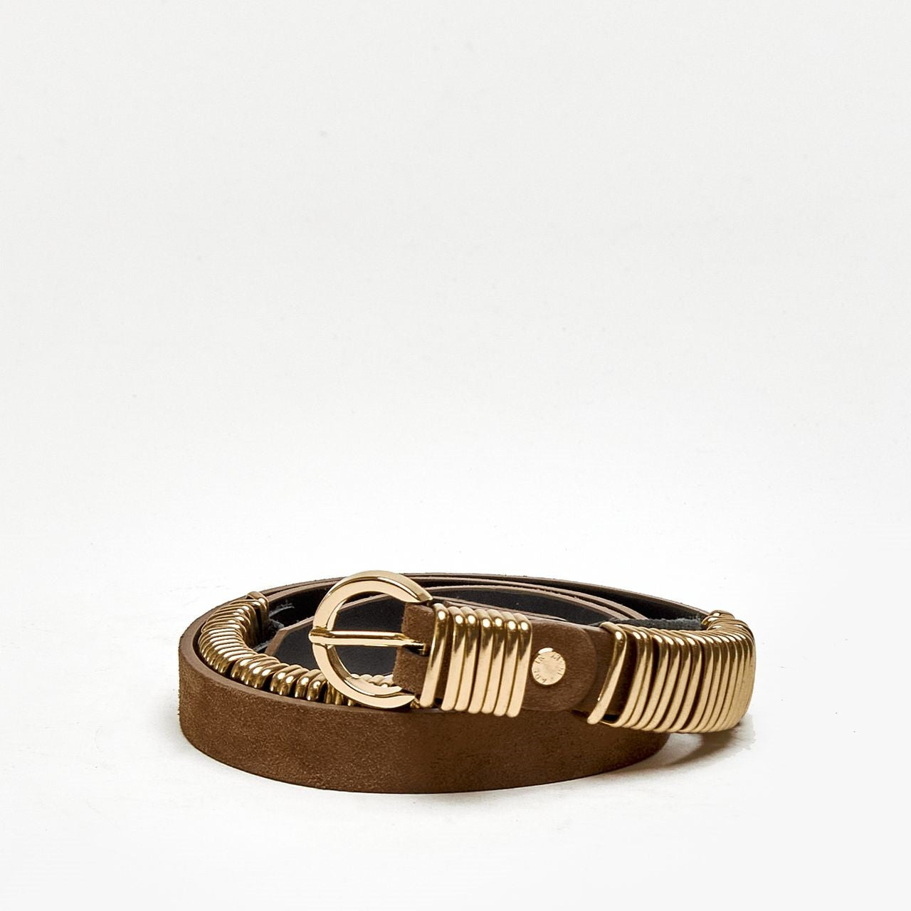 Cintura SUEDE RING BELT GOLD in pelle beige donna Federica tosi - 3