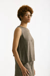 Top doppio tessuto taupe donna Transit par such - 2
