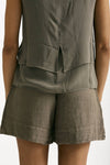Top doppio tessuto taupe donna Transit par such - 4
