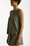 Top doppio tessuto taupe donna Transit par such - 5