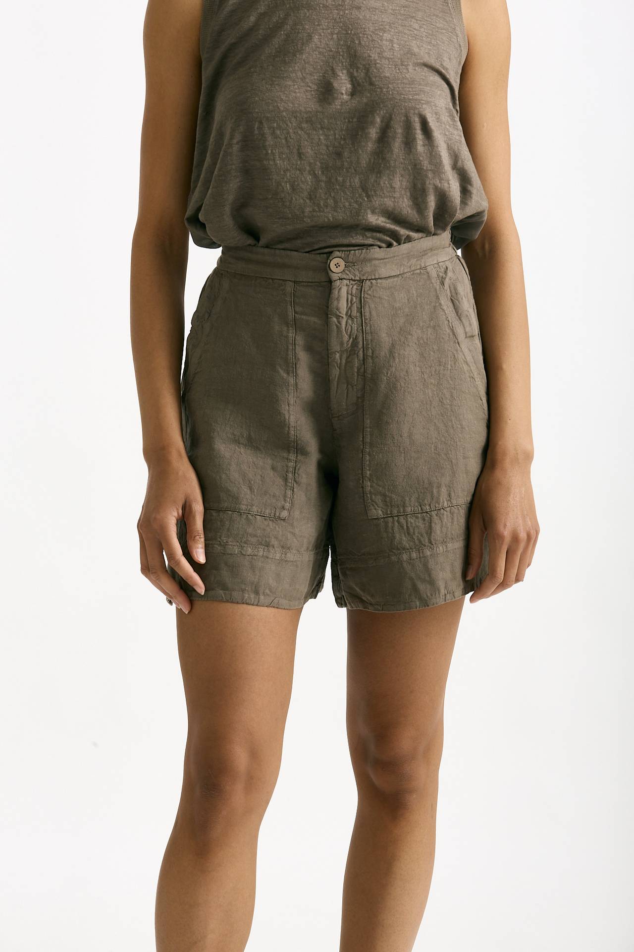Bermuda in lino taupe donna Transit par such - 1
